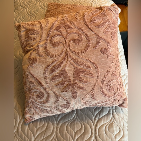 At Home Other - 🟢Set of 2 blush colored chenille accent pillows. Square 18 x 18